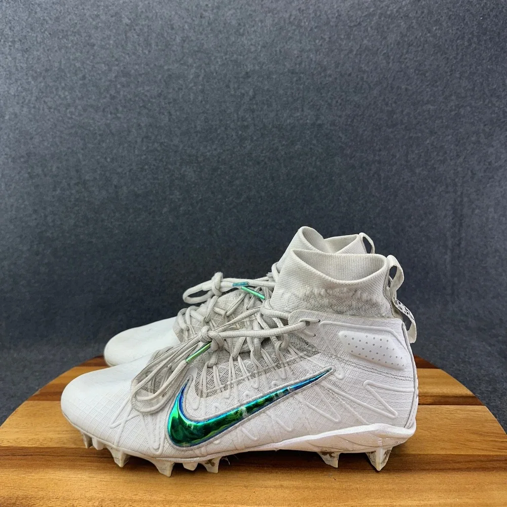 Nike Alpha Huarache 7 Elite Premium High 'White Pearl' BV0856-100 Mens Sz 10.5